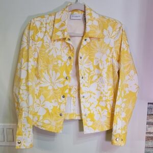 NWOT Liz Claiborne Yellow Floral Jean Jacket